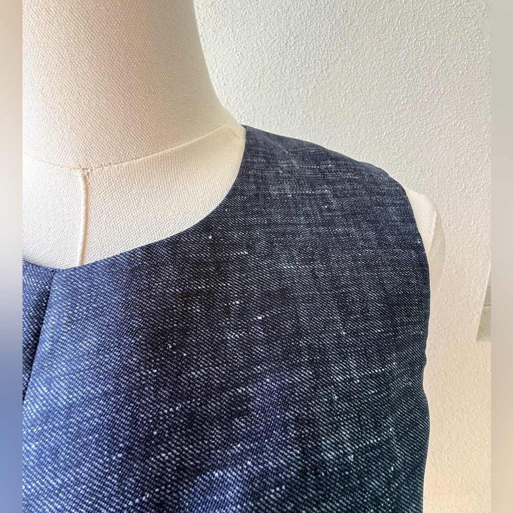 Milly stunning Coco sleeveless sheath dress fabric mimics denim Pockets like new - Picture 4 of 9